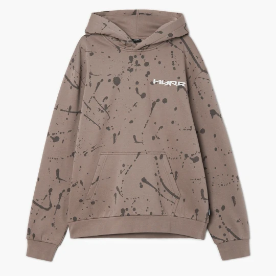 Zdjęcie produktu Cropp - Bluza hoodie z nieregularnym nadrukiem all over - beżowy