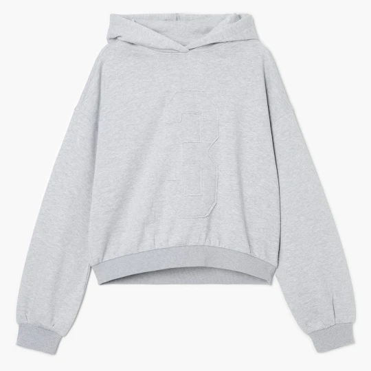 Zdjęcie produktu Cropp - Bluza hoodie z numerem 3 - jasny szary