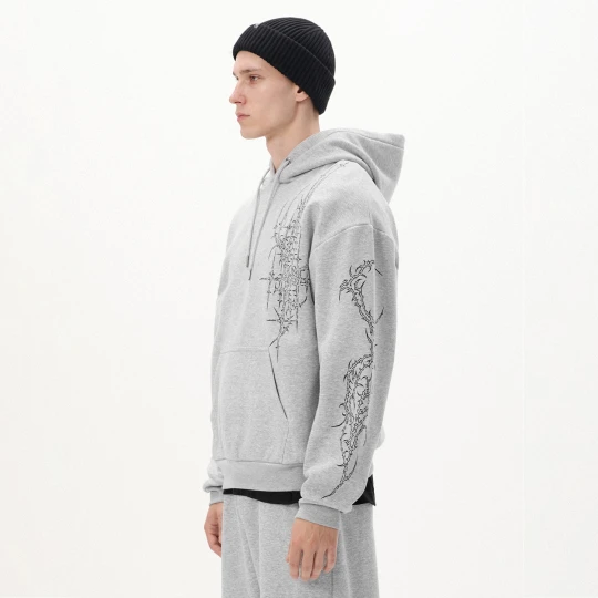 Zdjęcie produktu Cropp - Bluza relaxed z tribalowym motywem - jasny szary
