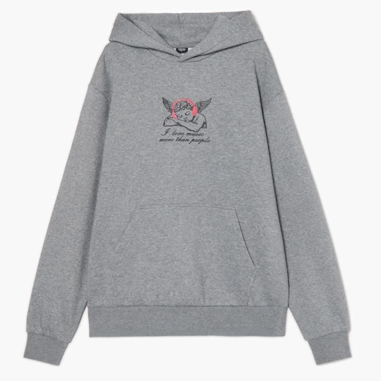 Zdjęcie produktu Cropp - Bluza z aniołkiem i haftowanymi sluchawkami - jasny szary