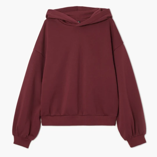 Zdjęcie produktu Cropp - Bordowa bluza oversize z kapturem - kasztanowy