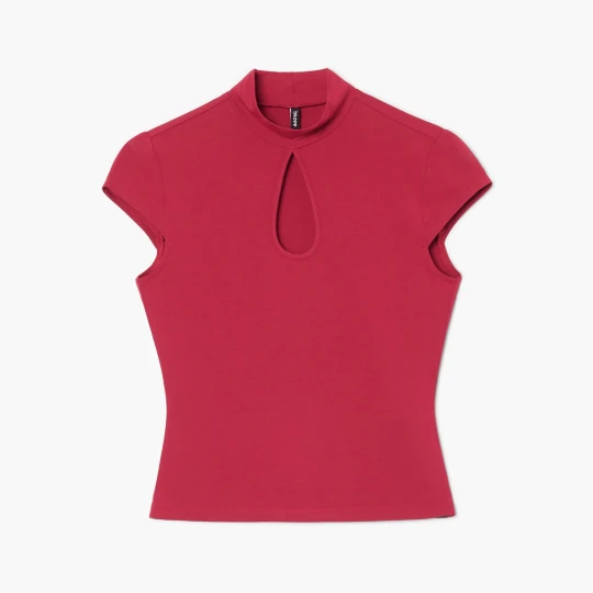Zdjęcie produktu Cropp - Bordowa bluzka w stylu qipao - kasztanowy