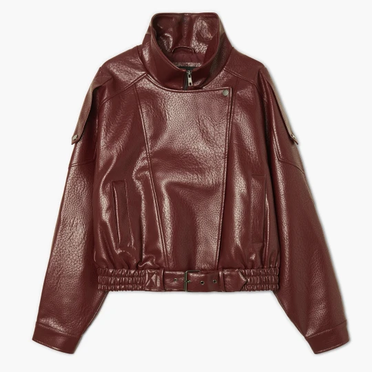 Zdjęcie produktu Cropp - Bordowa kurtka biker z imitacji skóry - kasztanowy
