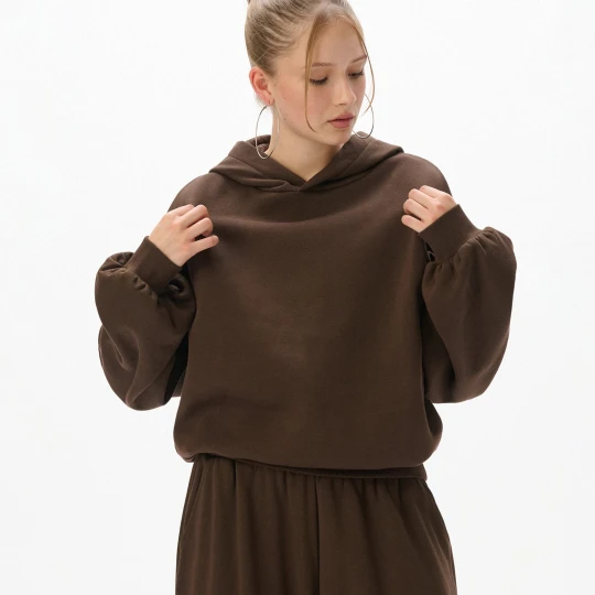 Zdjęcie produktu Cropp - Brązowa bluza oversize z kapturem - brązowy