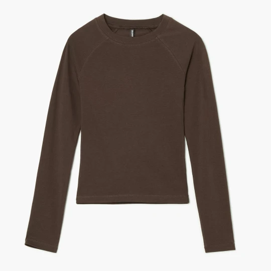 Zdjęcie produktu Cropp - Brązowa koszulka longsleeve z raglanowymi rękawami - brązowy
