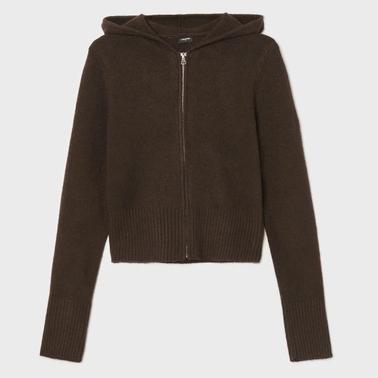 Zdjęcie produktu Cropp - Brązowy rozpinany sweter z kapturem - brązowy