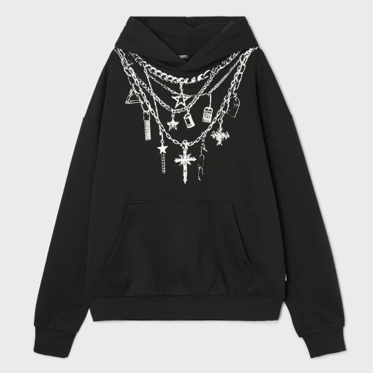 Zdjęcie produktu Cropp - Buza hoodie z motywem biżuterii - czarny