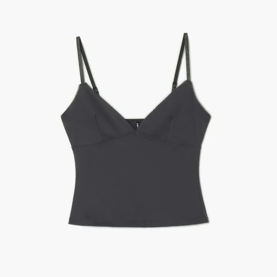 Zdjęcie produktu Cropp - Cami top z koronkowym zdobieniem - szary