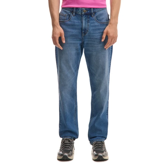 Zdjęcie produktu Cropp - Ciemnoniebieskie jeansy regular z acid wash - niebieski