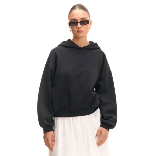 Zdjęcie produktu Cropp - Czarna bluza boxy z kapturem - czarny