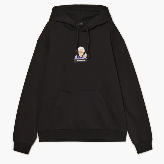 Zdjęcie produktu Cropp - Czarna bluza hoodie z aplikacją babci - czarny