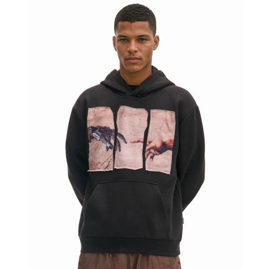 Zdjęcie produktu Cropp - Czarna bluza hoodie z malarskim motywem - czarny