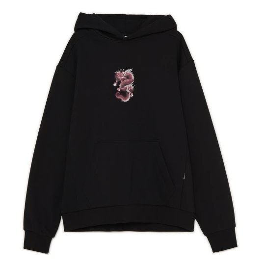Zdjęcie produktu Cropp - Czarna bluza hoodie z motywem smoka - czarny