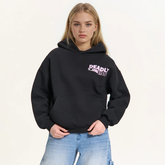 Zdjęcie produktu Cropp - Czarna bluza hoodie z sentencją - czarny