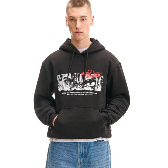 Zdjęcie produktu Cropp - Czarna bluza z kapturem i sloganem - czarny