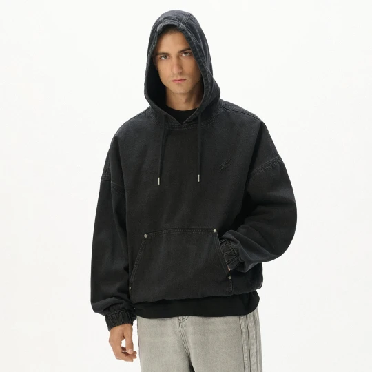 Zdjęcie produktu Cropp - Czarna jeansowa bluza z kapturem - czarny