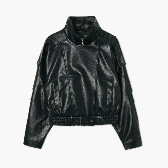 Zdjęcie produktu Cropp - Czarna kurtka biker z imitacji skóry - czarny