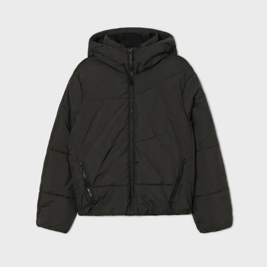 Zdjęcie produktu Cropp - Czarna kurtka puffer z regulowanym kapturem - czarny