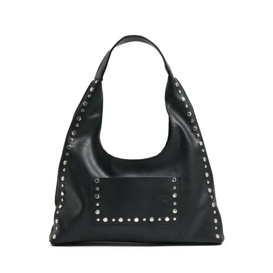 Zdjęcie produktu Cropp - Czarna torebka hobo z ćwiekami - czarny