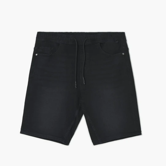 Zdjęcie produktu Cropp - Czarne jeansowe spodenki z efektem sprania - czarny
