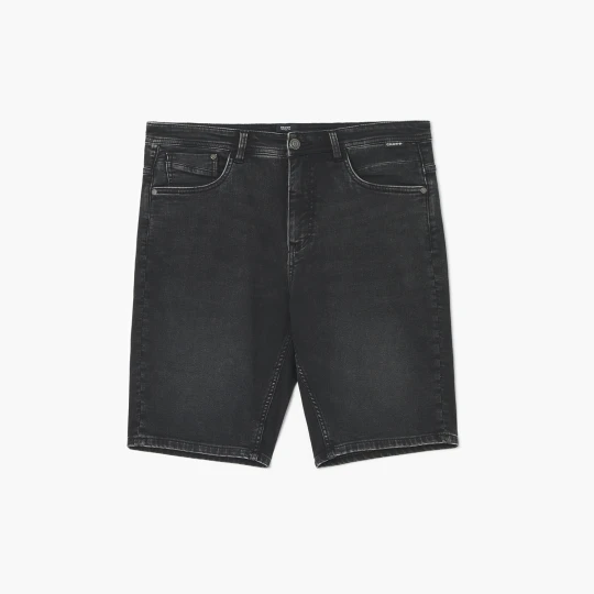 Zdjęcie produktu Cropp - Czarne jeansowe szorty z efektem sprania - czarny