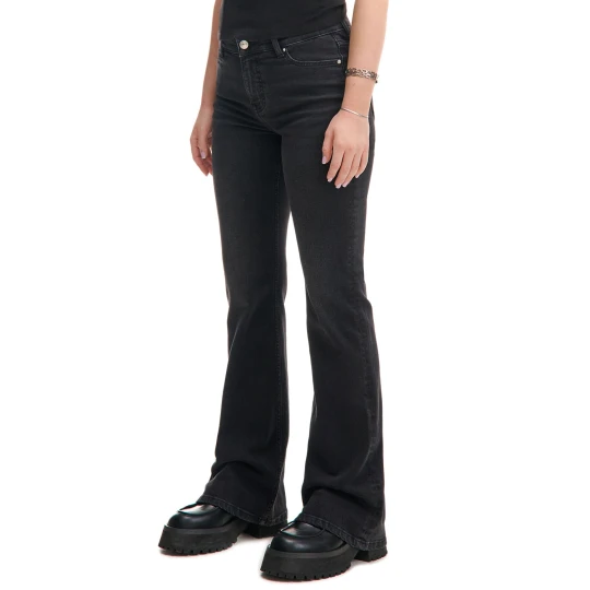 Zdjęcie produktu Cropp - Czarne jeansy flare z efektem sprania - czarny