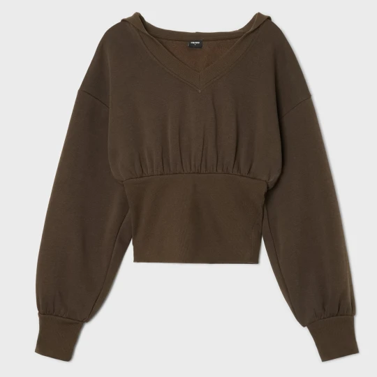 Zdjęcie produktu Cropp - Czekoladowa bluza z kapturem i ściągaczami - brązowy