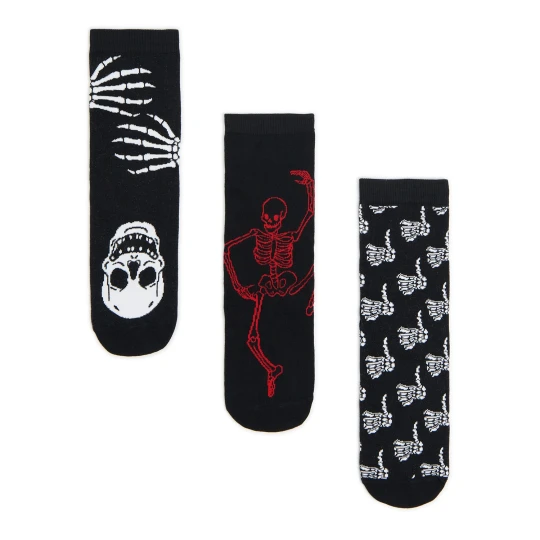 Zdjęcie produktu Cropp - Długie skarpety 3 pack ze szkieletami - czarny