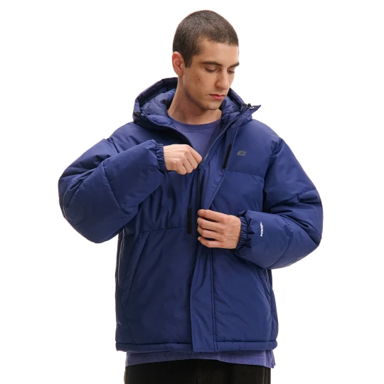 Zdjęcie produktu Cropp - Granatowa kurtka puffer z kapturem - granatowy
