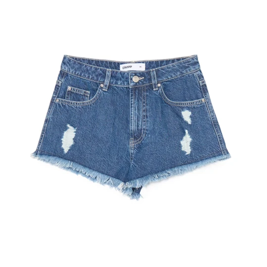 Zdjęcie produktu Cropp - Granatowe jeansowe szorty z postrzępionymi nogawkami - granatowy