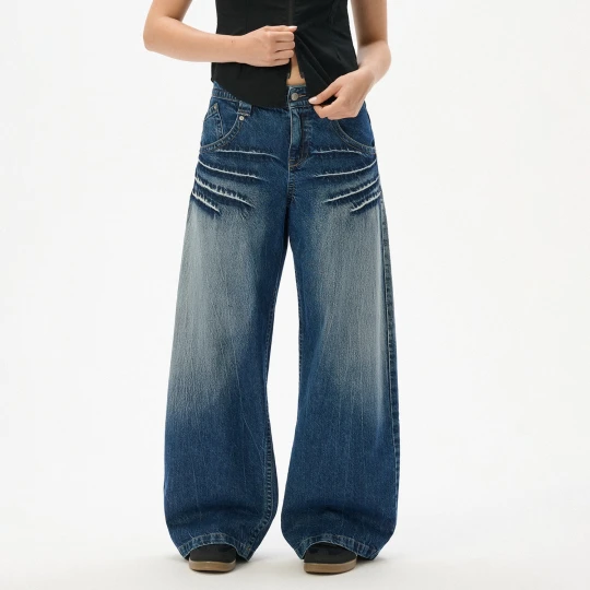 Zdjęcie produktu Cropp - Granatowe jeansy typu barrel workwear - granatowy