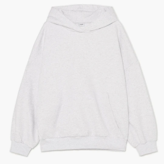 Zdjęcie produktu Cropp - Jasnoszara bluza basic z kapturem z dzianiny heavy weight - jasny szary
