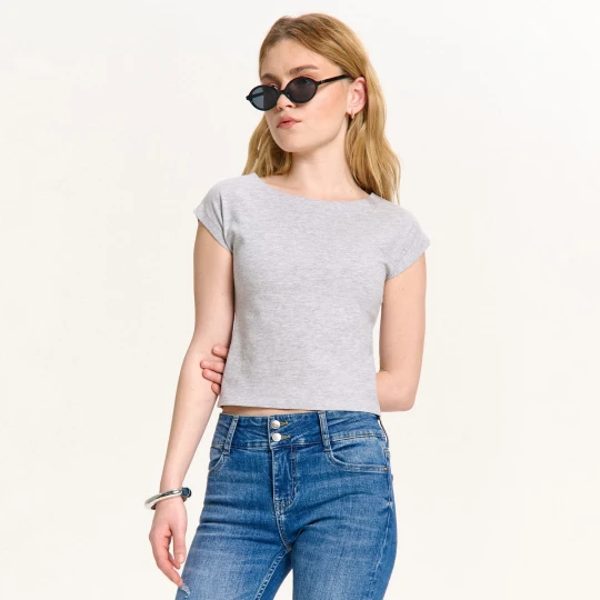 Zdjęcie produktu Cropp - Jasnoszara koszulka z modalem - jasny szary