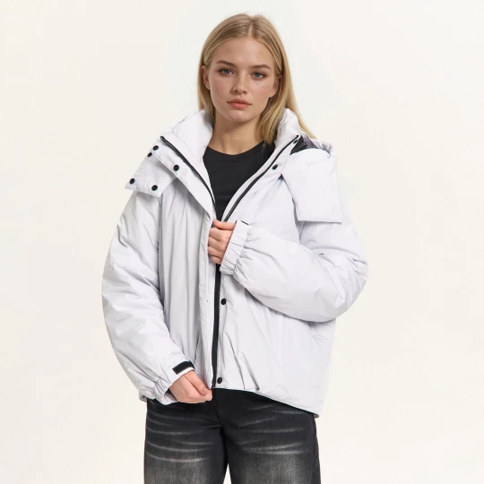 Zdjęcie produktu Cropp - Jasnoszara kurtka bomber z regulowanym kapturem - jasny szary