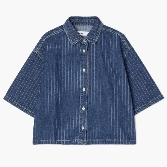 Zdjęcie produktu Cropp - Jeansowa koszula w paski - granatowy