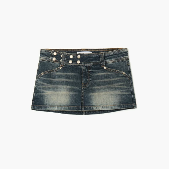 Zdjęcie produktu Cropp - Jeansowa spódnica mini w retro stylu - granatowy