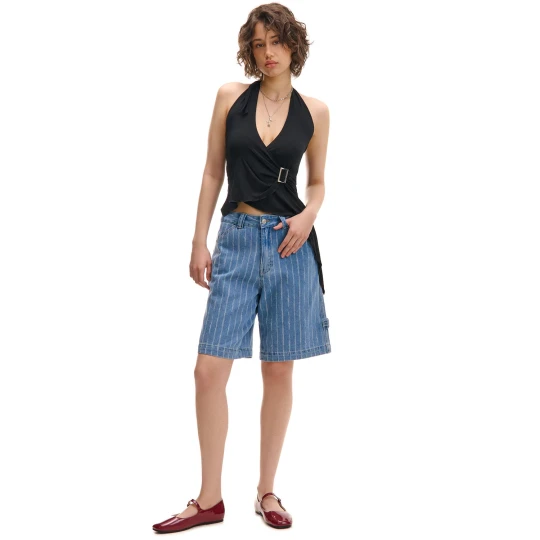 Zdjęcie produktu Cropp - Jeansowe spodenki w paski - niebieski