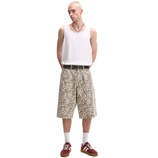 Zdjęcie produktu Cropp - Jeansowe szorty jorts w panterkę - beżowy
