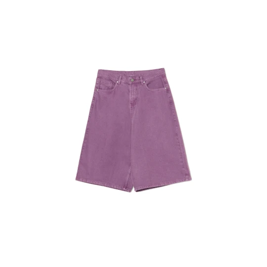 Zdjęcie produktu Cropp - Jeansowe szorty jorts z efektem sprania - fioletowy