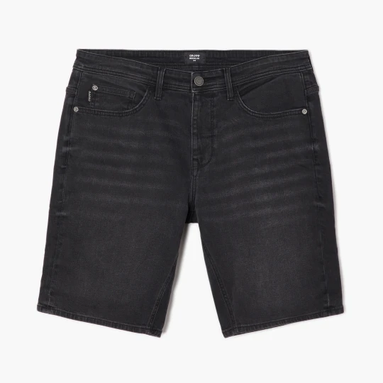 Zdjęcie produktu Cropp - Jeansowe szorty regular z efektem sprania - czarny