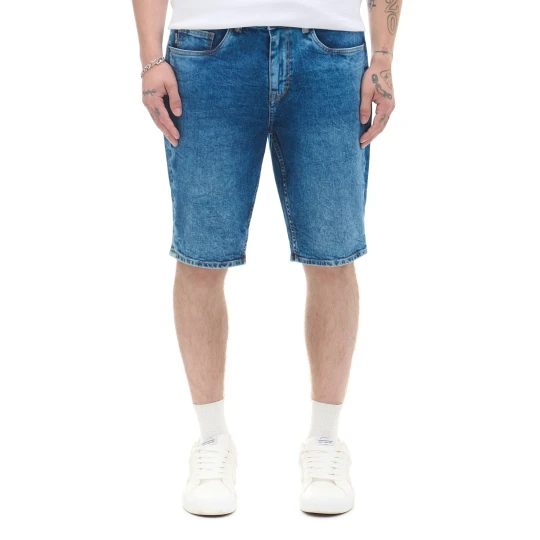 Zdjęcie produktu Cropp - Jeansowe szorty regular z efektem sprania - niebieski