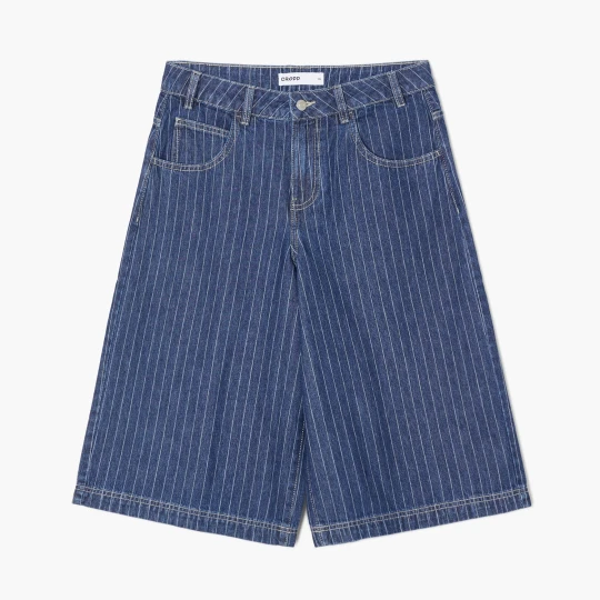 Zdjęcie produktu Cropp - Jeansowe szorty w paski - granatowy