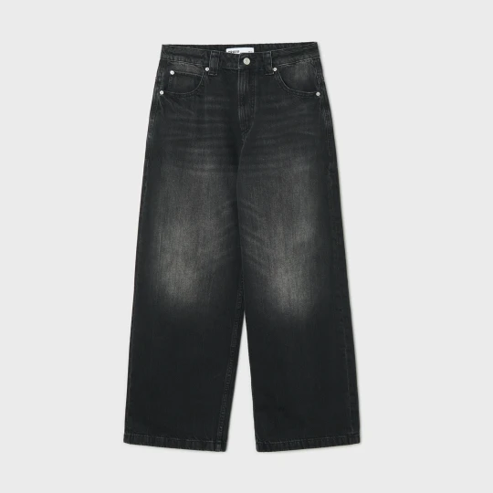Zdjęcie produktu Cropp - Jeansy baggy PETITE z efektem sprania - czarny