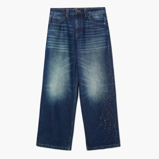Zdjęcie produktu Cropp - Jeansy baggy z ćwiekami na nogawce - granatowy