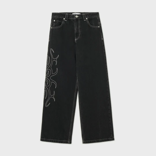 Zdjęcie produktu Cropp - Jeansy baggy z ozdobnym haftem - czarny