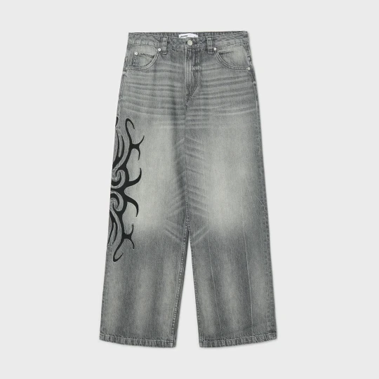 Zdjęcie produktu Cropp - Jeansy baggy z ozdobnym haftem - szary