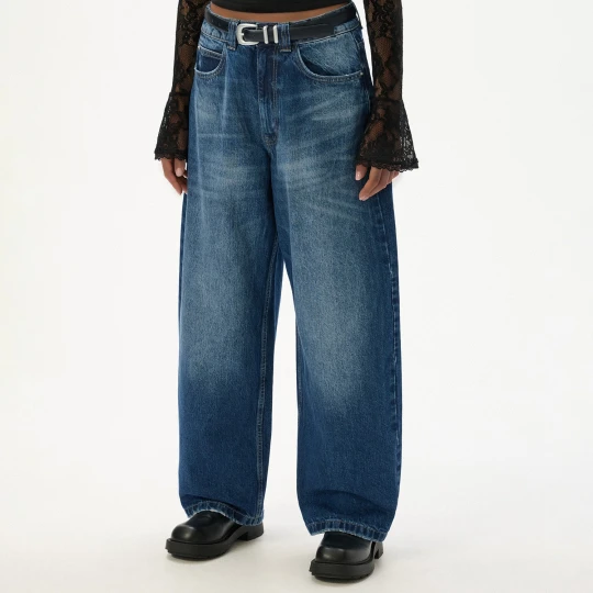 Zdjęcie produktu Cropp - Jeansy barrel fit z efektem sprania - niebieski