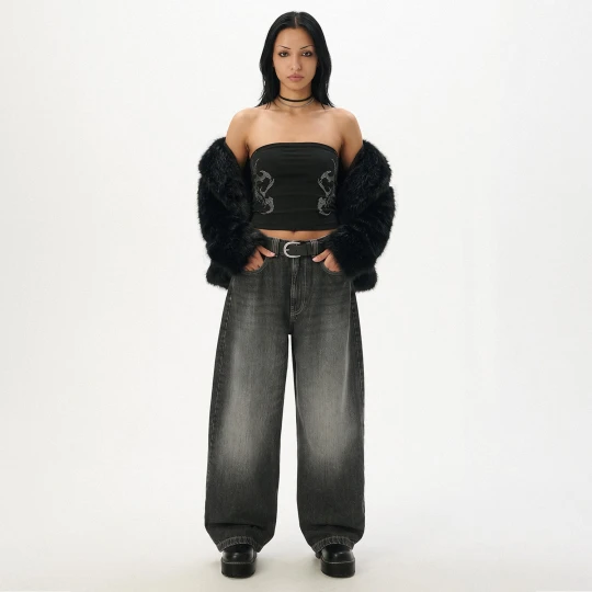 Zdjęcie produktu Cropp - Jeansy barrel fit z efektem sprania - szary