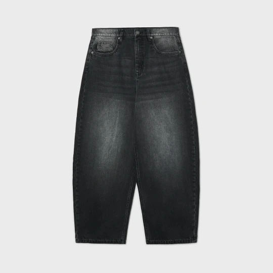 Zdjęcie produktu Cropp - Jeansy barrel leg z efektem sprania - szary