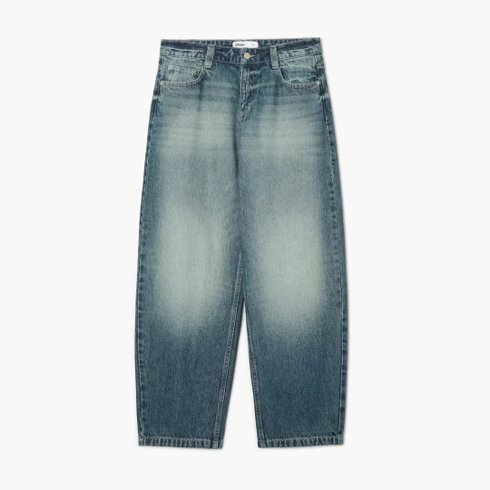 Zdjęcie produktu Cropp - Jeansy barrel z efektem sprania - niebieski